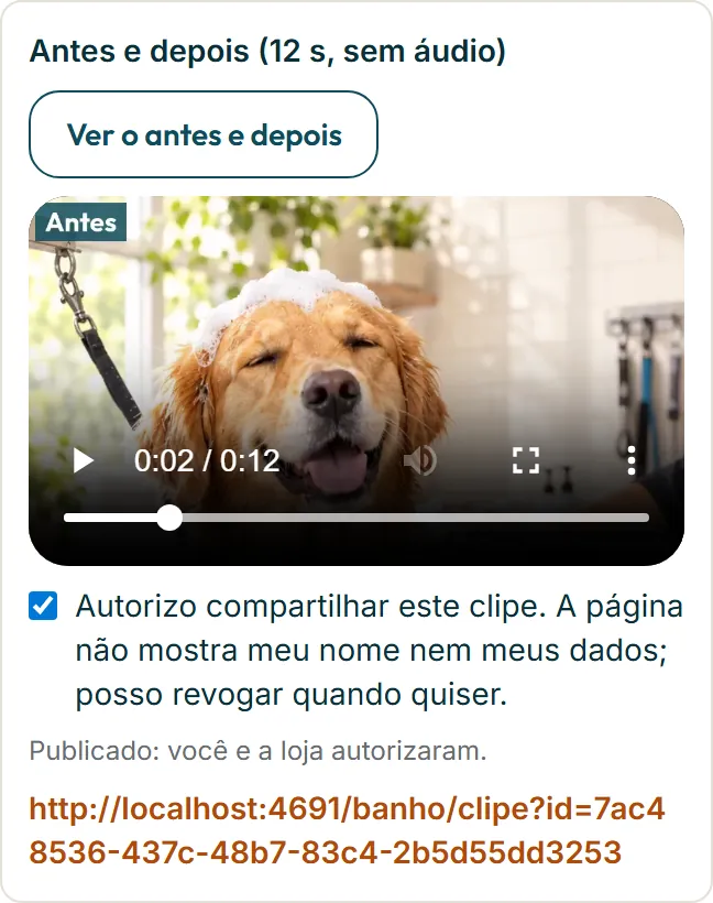 Autorização do clipe na ficha