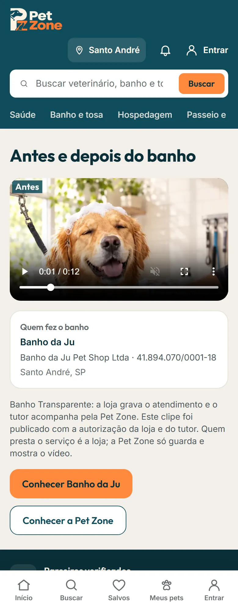 Página pública do clipe