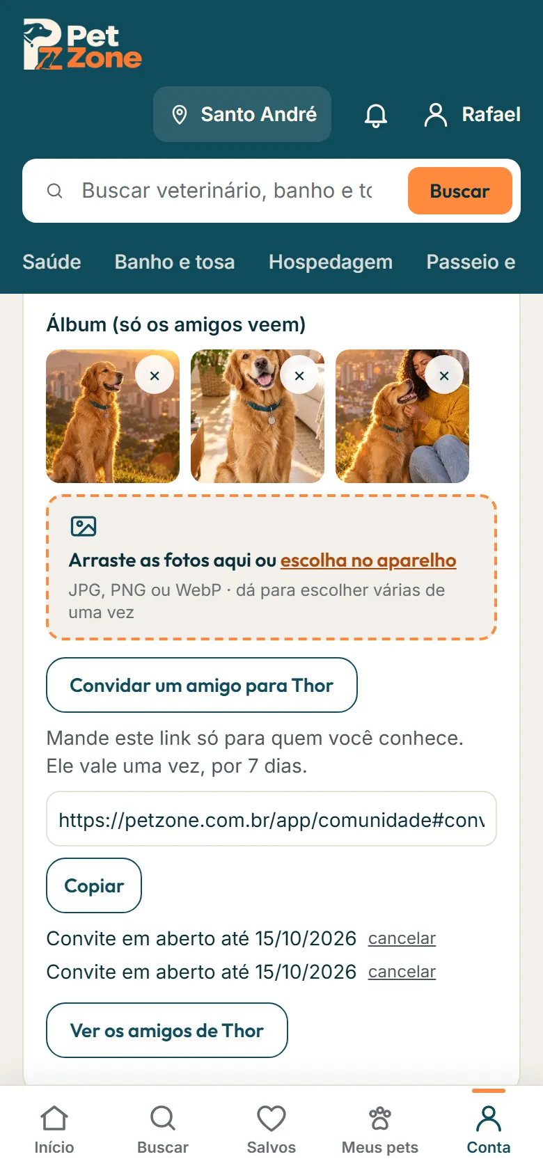 Link do convite de amizade