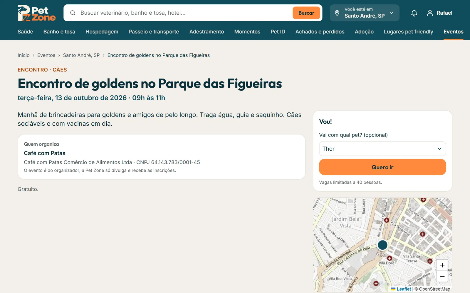 Inscrição no evento