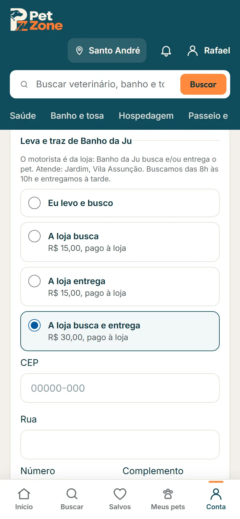 Leva e traz no agendamento