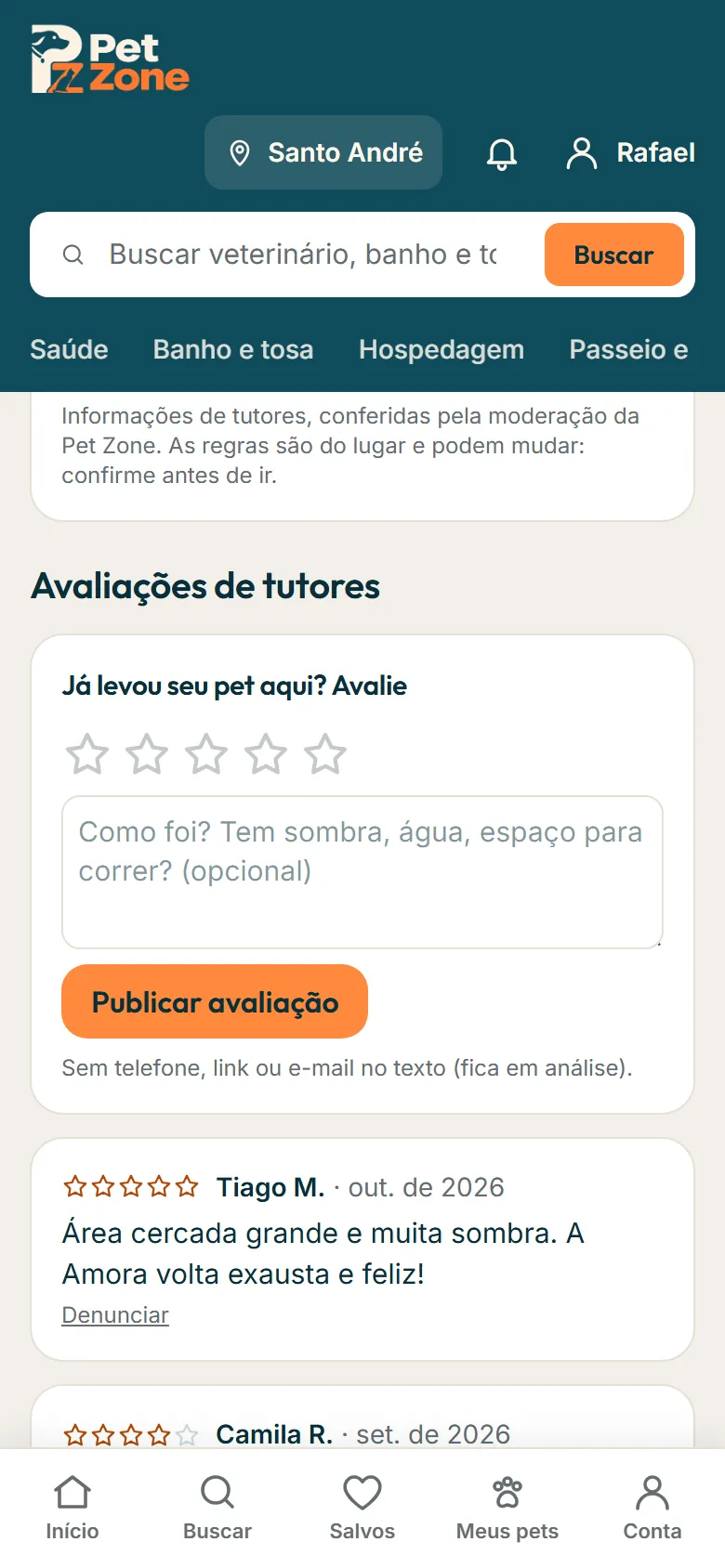 Avaliar um lugar
