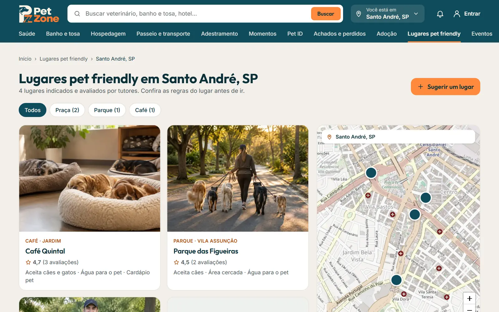 Lugares pet friendly da cidade