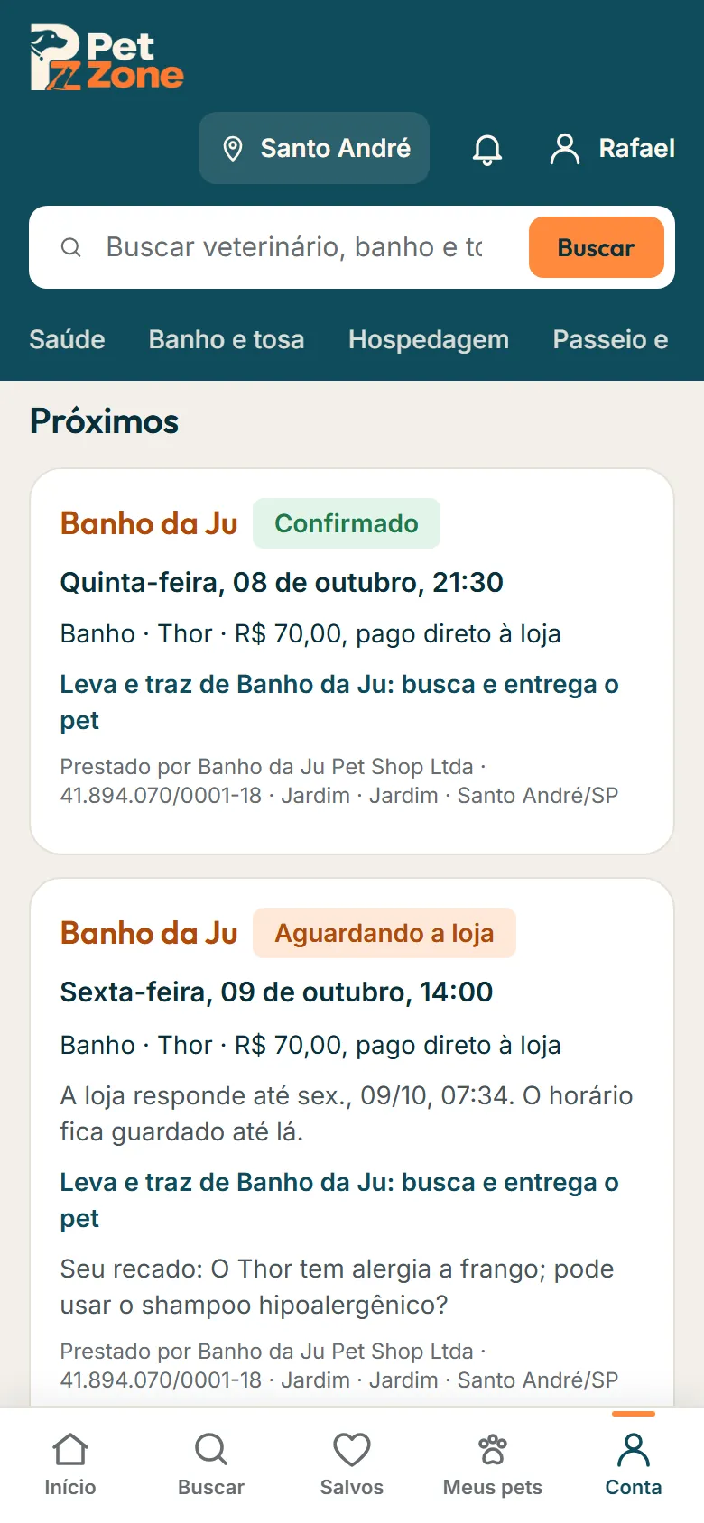 Meus agendamentos