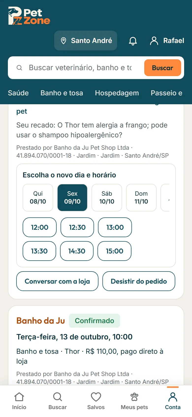 Remarcar um agendamento